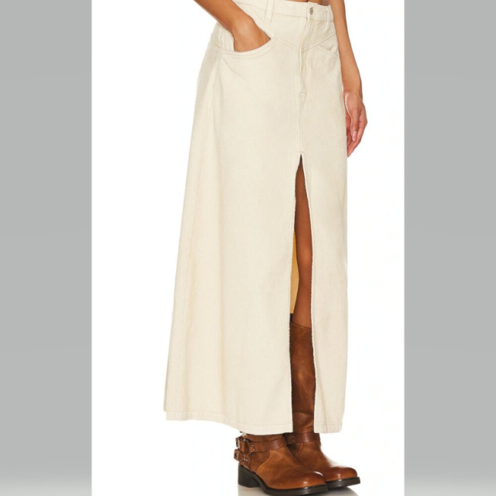 Free People Come as You Are Corduroy Maxi Skirt Beige Size 4 NWT